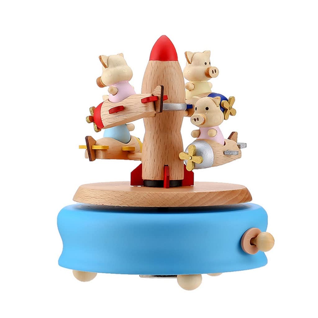 DKIUGL Rotating Music Box Sky City Woodworking Hand Carving Crafts Home Decoration Accessories