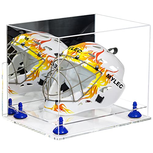 Better Display Cases Versatile Clear Acrylic Display Case - Large Rectangle Box with Mirror Case, Dark Blue Risers, Clear Wall Mount and Clear Base 14.5