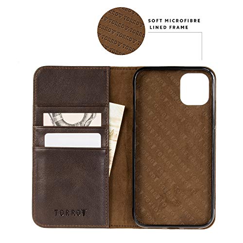 Torro Cell Phone Case Compatible With Apple Iphone 11 Pro Max Genuine Quality Leather Flip Cover With [Card Slots] [Horizontal Viewing Stand] [Durable Frame] 6.5 Inch 2019 Release (Dark Brown) #TOP1