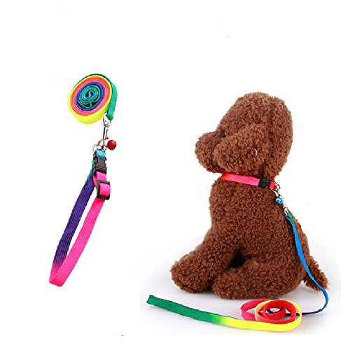 Pet Dog Puppy Rainbow Collar Leash Cat Rabbit Kitten Collar,(Rainbow Color) (B07FQPTT3P) Amazon Price History, Amazon Price Tracker