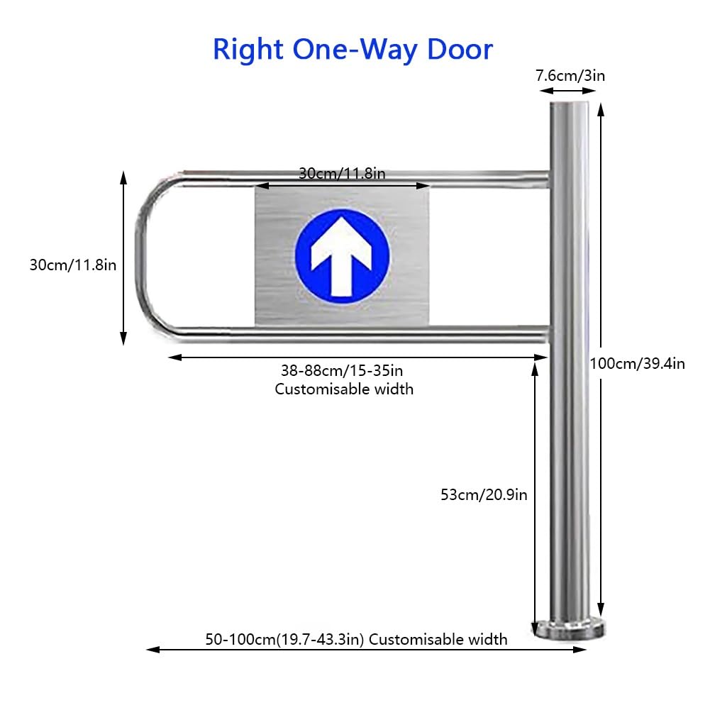 Puerta de seguridad giratoria de acero inoxidable, barrera de entrada y salida unidireccional para seguridad industrial, solución de control de acceso de torniquete de 80 x 100 cm
