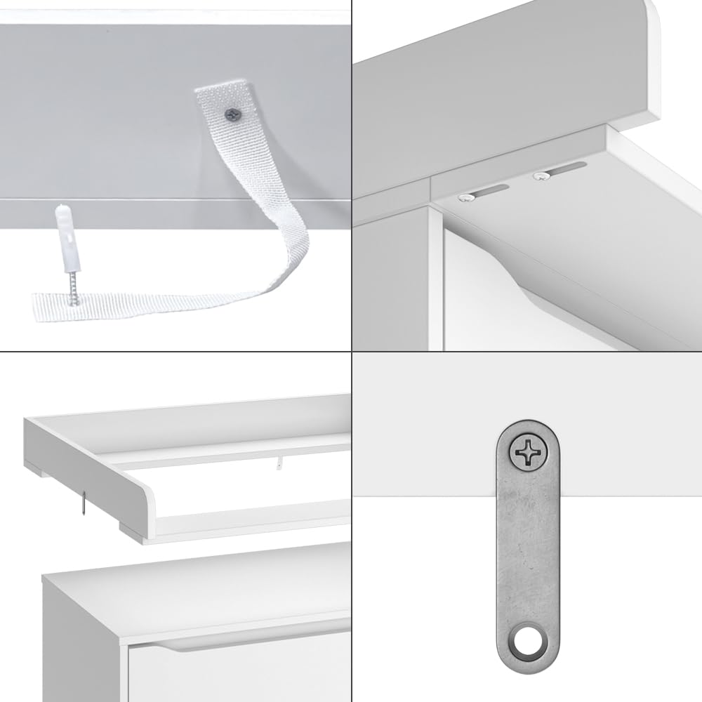 Vicco Mueble Cambiador Wicko, Blanco, 80 x 76 cm, para Usar como Cambiador en cómodas estándar