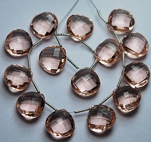 Quartz rose briolette cœur 14mm pour création bijoux DIY