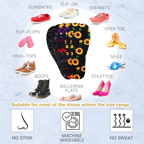 Image of 3 Pairs No Show Socks Sockless Shoe Liner Washable Barefoot Shoe Insoles No Slipping Inserts(Cute Style)