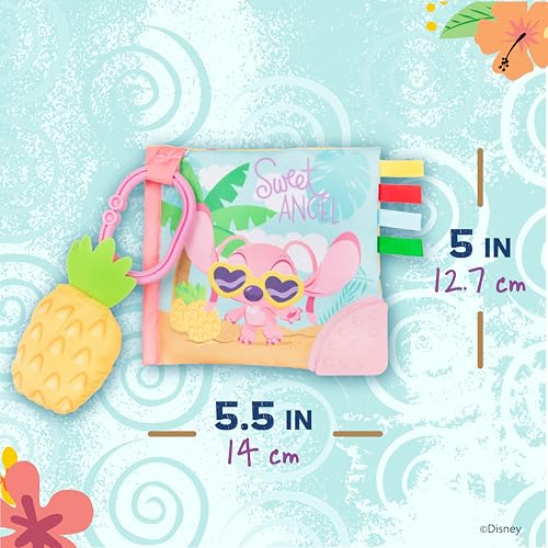 Image of Kids Preferred Disney Baby Lilo & Stitch Sweet Angel Soft Book, Fun Pink Stitch On-The-Go Soft Book with Crinkle Pages, Pineapple Rattle, and Mirror