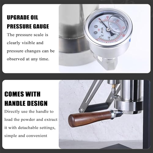 Macchina per caffè Espresso Manuale a Leva con manometro della Pressione dell'olio, Funzione di preriscaldamento per Un caffè Ricco e Delicato a casa o al Bar