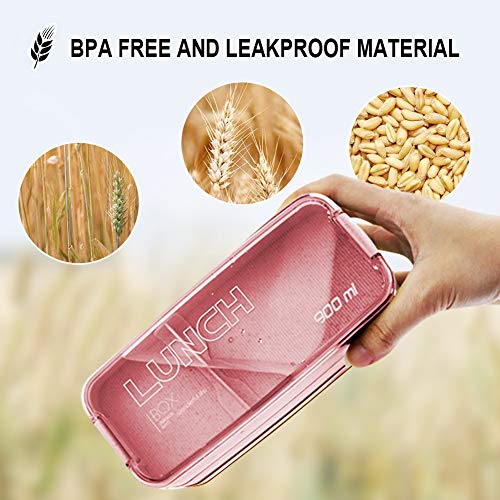 Bento Adults Lunch Box, Iteryn Stackable Bento Box, 3-In-1 Compartment - Wheat Straw, Leakproof Eco-Friendly Bento Lunch Box Meal Prep Containers #TOP3