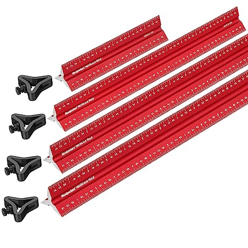 Woodpeckers Hexscale Rule, 12 Inch / 300MM, 6-in-1 Woodworking Ruler with Stop, Inch & MM Graduations, Zero Centering Scale, R2L & L2R Measuring