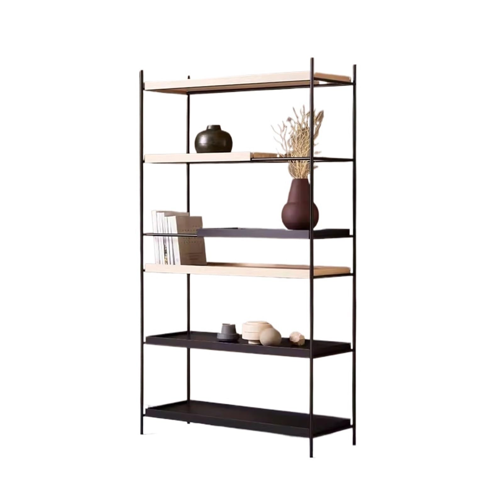 Libreria Libreria semplice combinata acciaio-legno Libreria multistrato in acciaio inossidabile Scaffale moderno for soggiorno dal pavimento al soffitto Libreria Per Camera Da Letto(M:100X35X200cm)