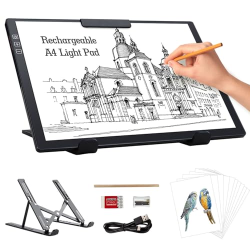 Bloc lumineux LED A4 rechargeable pour reproduire des dessins facilement avec support inclinable
