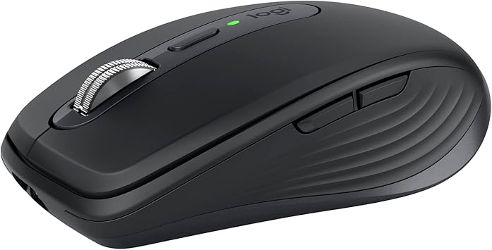 Logitech MX Anywhere 3S Compact Mouse inalámbrico, Desplazamiento Veloz en Todos Lados, dpi 8K, silencioso, Botones programables, USB C, Bluetooth, Windows PC, Linux, Chrome, Mac - Negro