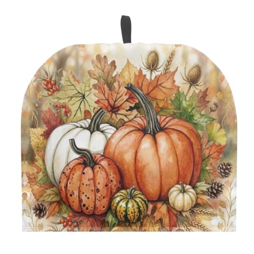 Image of Harvest Pumpkins Fall Tea Cosy for Teapot Tea Pot Cozy Washable, Keeping Warm, Kettle Cover for Thanksgiving Party, Dust Proof Breakfast Tea Pot Cover