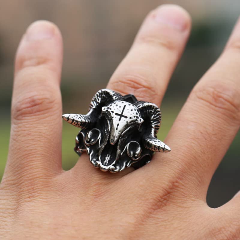 Image of Death Skull Ring for Men Stainless Steel Jewelry Biker Rings Scary Death Ring Skull for Gifts
