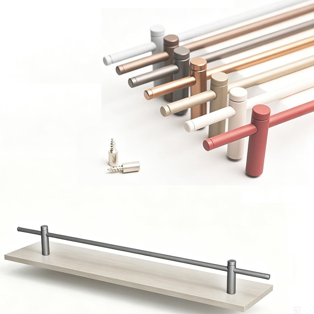 Tajmdgw Grey Shelf Guard Rail Guardrail Bars Anti-Fall Shoe Rack Front Barrier Rod Metal Round Tube Railing Decorative Shelf Guard Fence For Bookcase Gallery(,100Cm(39.4"))