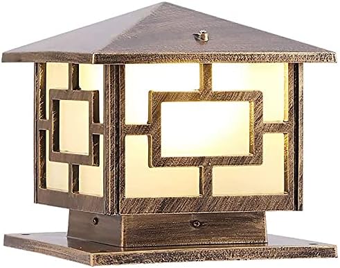 Pillar Lights Outdoor, E26 Waterproof Light Fixture Aluminum Glass Post Column Lamp Victorian Fence Garage Pavilion Courtyard Lighting ( Color : Bronze )¡, S-Bronze