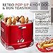 Nostalgia 4 Slot Hot Dog and Bun Toaster with Mini Tongs, Hot Dog Toaster Works with Chicken, Turkey, Veggie Links, Sausages and Brats, Metallic Red
