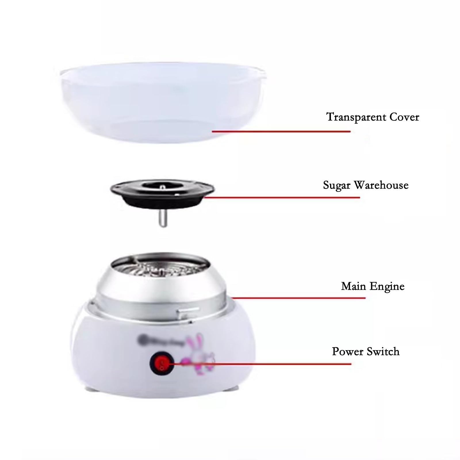 Maszyna do waty cukrowej Mini w pełni automatyczna maszyna do waty cukrowej użytku domowego, produkująca kolorową maszynę Producent waty cukrowej(Biały)
