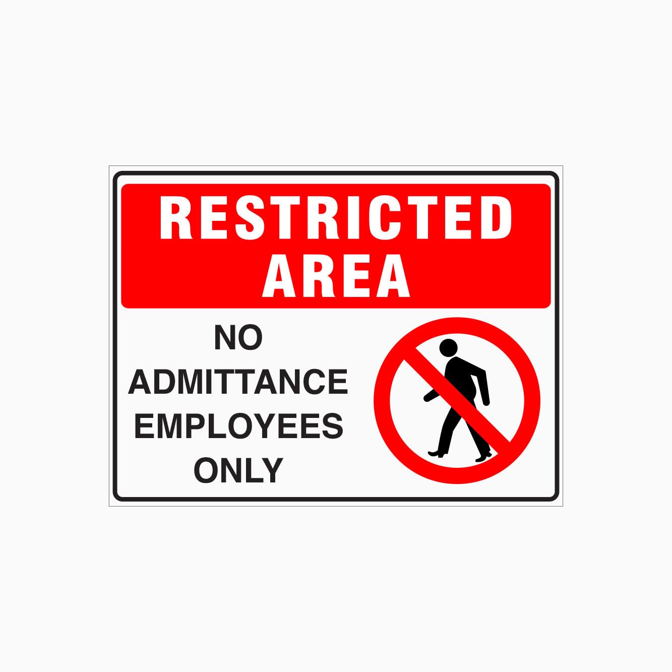 RESTRICTED AREA Sign - NO ADMITTANCE EMPLOYEES ONLY, 12x8 Inch Metal Tin Sign, Access Control for Company Internal Areas