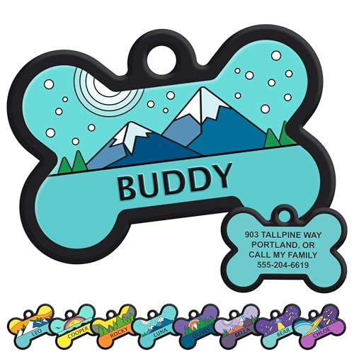 GoTags Silent Dog Tag Personalized Engraved Bone Silicone Pet ID Tag