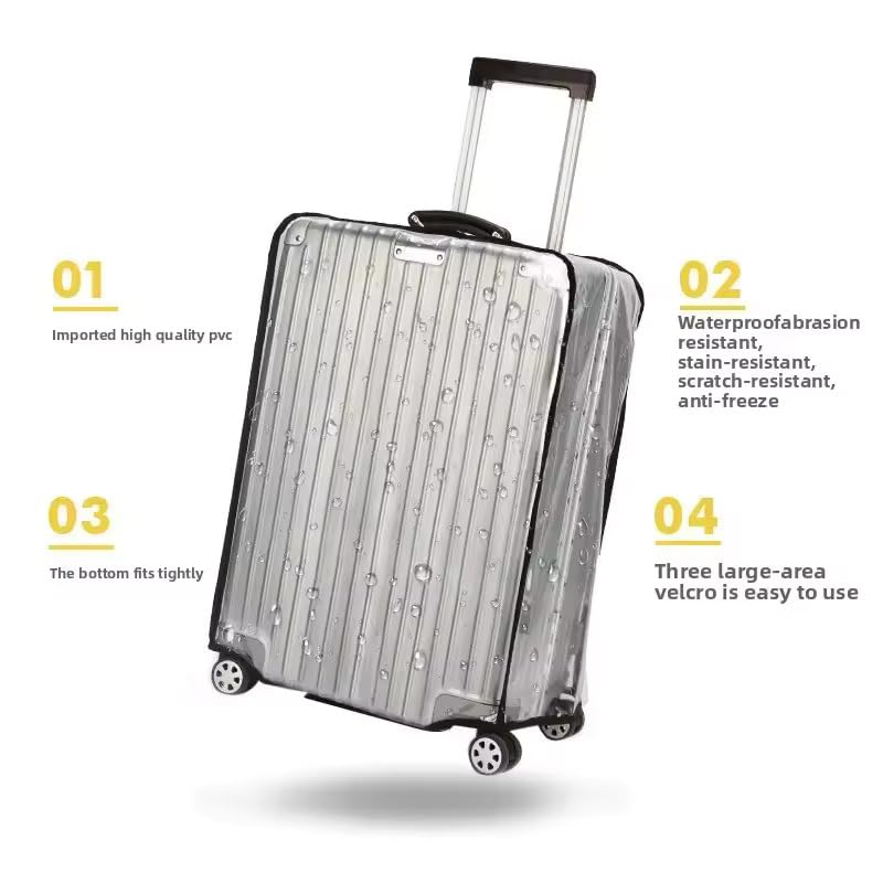 SEMITO Clear PVC Trolley Suitcase Cover – Waterproof, Dustproof, Anti-Scratch Transparent Luggage Protector with Strong Velcro Closure, PVC Build & Full Protection for Travel Bags (24 Inch) - Image 8