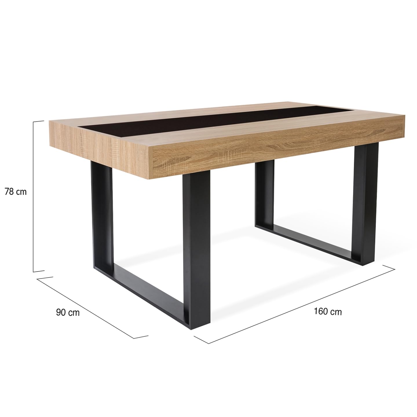 Table à Manger Rectangle Phoenix 6 Personnes Bois Noir 160 cm