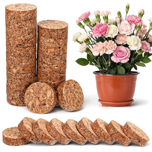 30pcs Invisible Plant Pot Feet, 2 Inch Planter Feet Non-Slip Surface,Indoor Outdoor Solid Corkwood Planter Pot Lifters for Plants Flowers