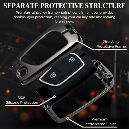 Image of Car Key Cover Compatible for Toyota Innova Crysta, Corolla Altis Stylish Full Protection 2-Button Flip Key | Glow-in-The-Dark Car Key Protector