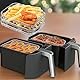 YUEMING Heißluftfritteuse Zubehör, 3 Layers Air Fryer Rack for Ninja Dual Basket mit Silikonfüßen, Zange und Bürste, Luftfritteusen-Zubehör für Ninja AF300EU and Other Double Drawer Fryers