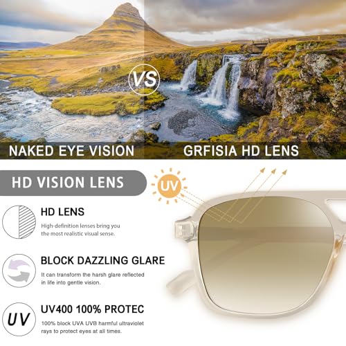 Image of GRFISIA Retro Aviator Sunglasses for Women Men Trendy Rectangle Womens Mens Sun Glasses Shades for Driving Vacation UV400