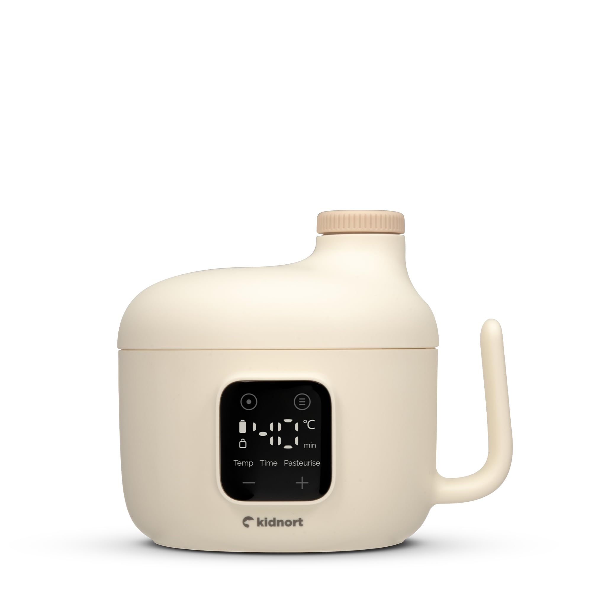 Kjokken Mobiler Babykostwärmer 400 ml mit Akku USB C für unterwegs Temperaturregelung 40 bis 55 Grad Timer Touchdisplay dichter Schraubdeckel für Babybrei Mahlzeiten Beige