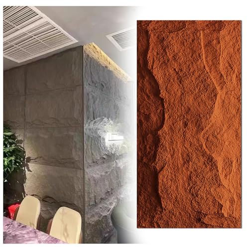 Paquete De 10 Paneles De Imitación De Piedra para Interiores Y Exteriores, Paneles De Pared 3D Modernos para Cobertura Completa De Paredes Interiores(Red,10pcs(6cm))