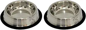 Kit 2 Potes Comedouro e Bebedouro Em Inox Anti Derrapante 240 ml Patas Relevo Mini