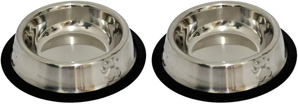 Kit 2 Potes Comedouro e Bebedouro Em Inox Anti Derrapante 240 ml Patas Relevo Mini