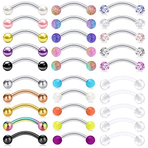 Rajnard 30PCS 16G Eyebrow Piercing Jewelry Cover