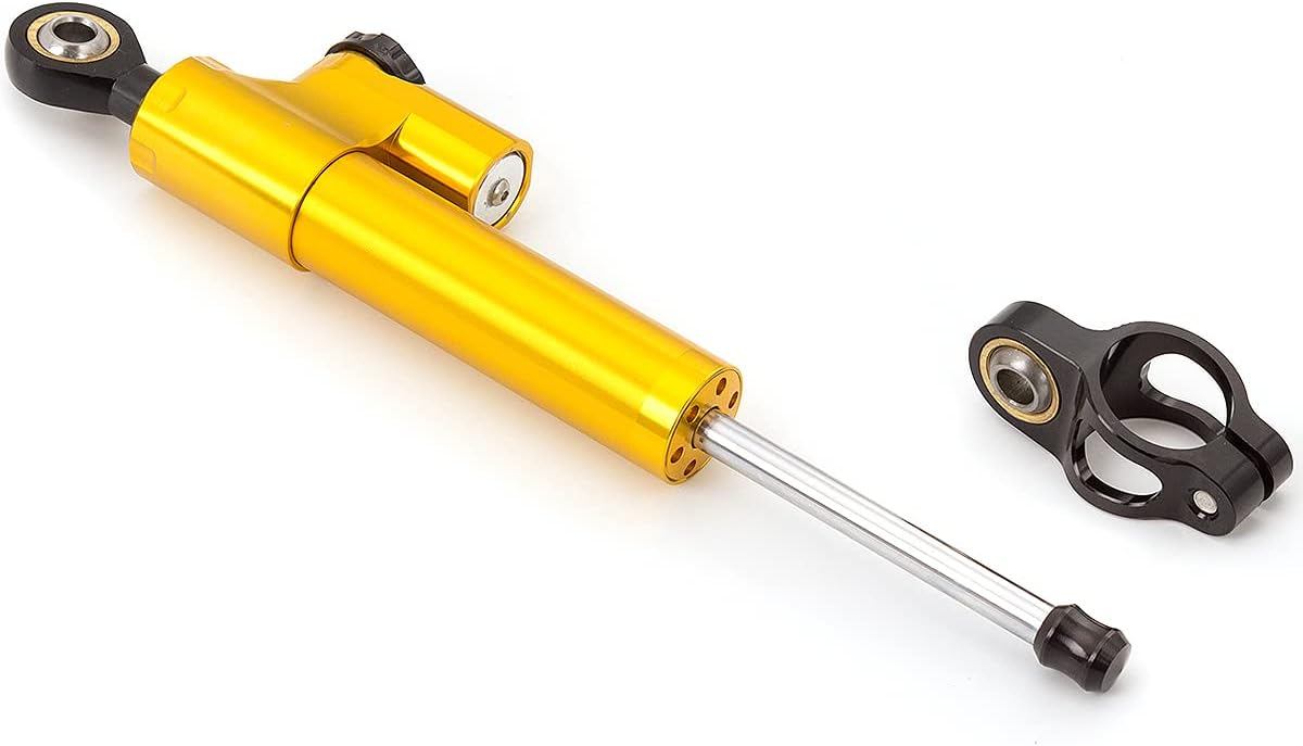 PROCNC Motorcycle Steering Damper Stabilizer Fit for Yamaha YZF R1 R3 R6 R15 R125 R25 FZ1 FZ8 FZ09 MT09 GSXR 600 750 1000 CBR600RR 1000RR ZX6R ZX636 ZZR1400 Z1000 (Gold+Black)