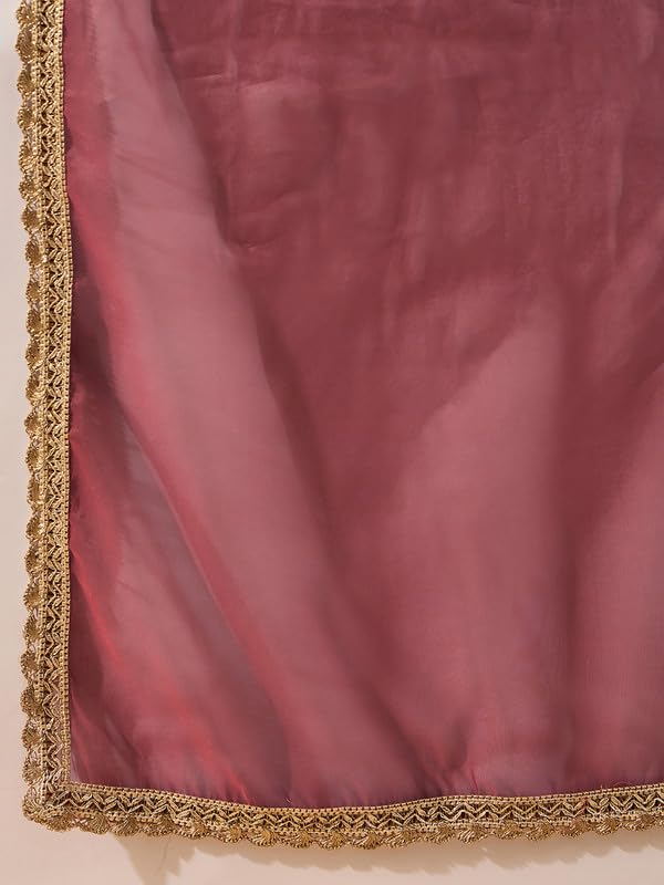 Image of Vaamsi Women's Poly Georgette Solid Embroidered Straight Kurta Pant With Dupatta With Inner