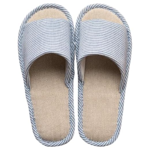 Chinelos de casa, chinelos macios casuais de algodão feminino e masculino, antiderrapantes para ambientes internos e externos/288 (Color : Blue, Size : 45418)