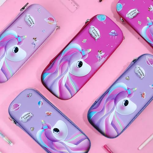 Image of EVA Large Capacity Stationery Box 3D Cartoon Pen Pencil case Multi-Compartment for School Students with Zip Closure -Best Birthday Gift for Girls, Boys & Kids (SooCute Unicorn)