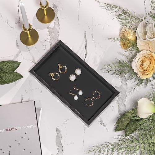 Image of ZHWS Small Bathroom Vanity Tray for Countertop Makeup Perfume Decor Candle Jewelry, Small Kitchen Tray for Soap Dispenser Spice Sponge Holder Black Toilet Tray 7.9 inchL x 4.4 inchW x 1.14 inchH