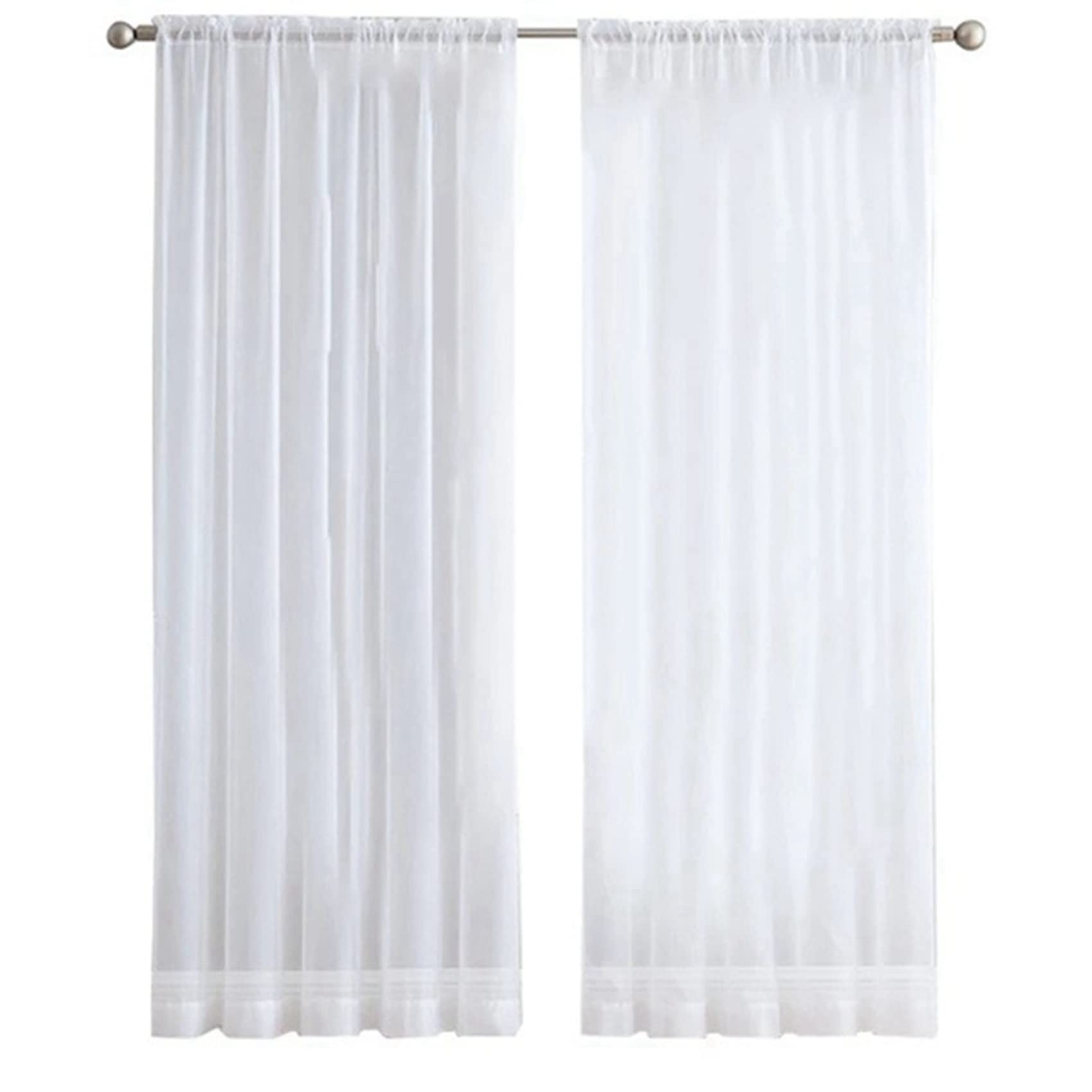 Aniyaa 4 Panels White Sheer Curtains 84 Inches Long Rod Pocket Window Treatment Gauze Voile Drapes for Bedroom Living Room