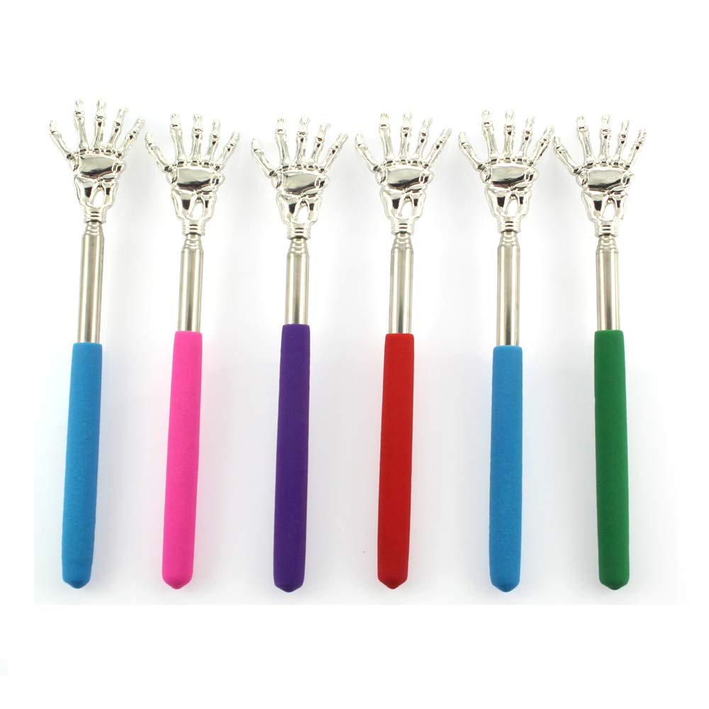 6 Pieces Skull Palm Telescopic Back Scratcher Hand Massager backslap with Rubber Handles(Random Color) (6 PCS)