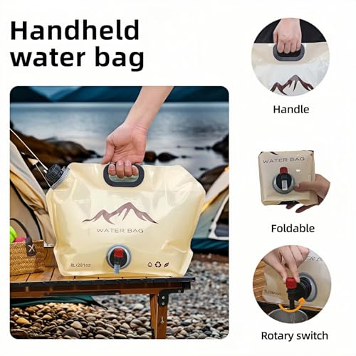 Chinshwehaw Outdoor Collapsible Water Jug, Cantimplora Plegable de 8 litros, Color Khaki, Material Polietileno, Tapa de Rosca, Libre de BPA miniatura 2