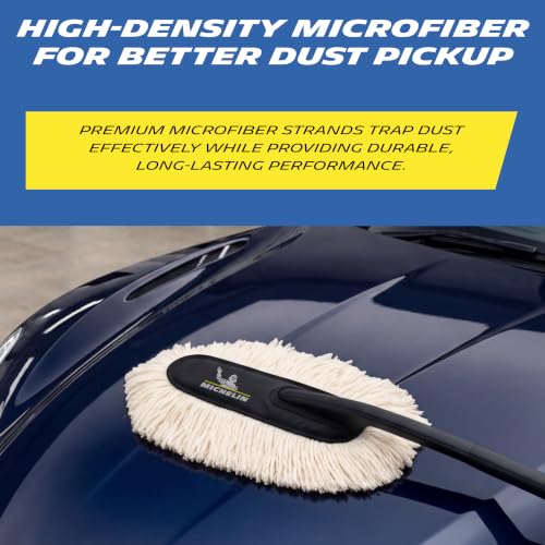Image of MICHELIN Wax Infused Car Duster with Thick Microfiber Strands | Scratch-Free & Lint-Free Dust Removal | Long Handle Car Cleaning Brush for Paint, Glass, Chrome & Plastic Surfaces