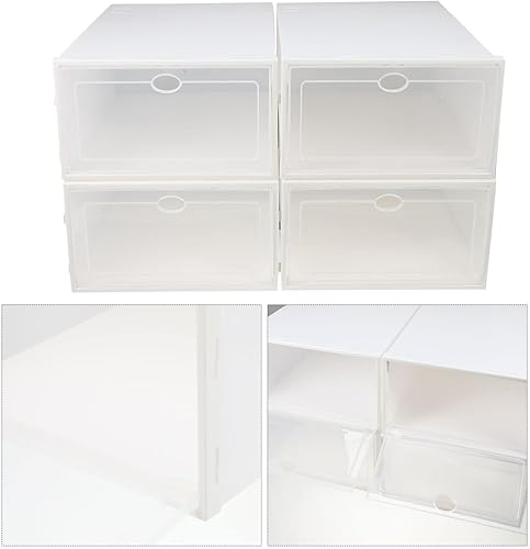 Miniatura 9 de VOSAREA Caja de almacenamiento de plástico para zapatos, juego de 4 cajas de almacenamiento grandes transparentes para el hogar y la oficina