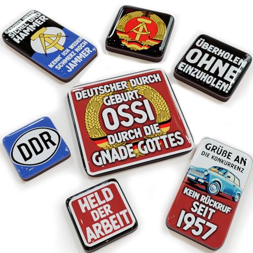LANOLU Kühlschrankmagnete Set DDR lustige Magnete mit Sprüchen Set mit 7 Magneten Kühlschrank Ossi DDR Produkte Ostprodukte Trabant Geschenke