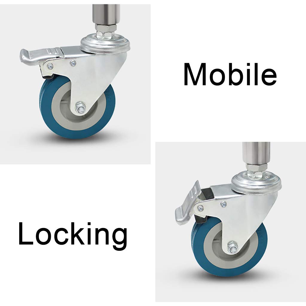 Carrello Medico, Multifunzionale Carrello da Cucina, Acciaio Inossidabile con Carrello da Laboratorio per Ospedale, con Ruote Bloccabili - 2/3 Strati