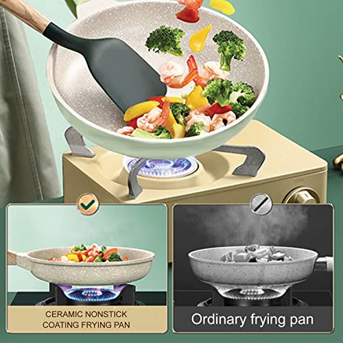 Nonstick Cookware Set, Potinv 1.5 Quart Sauce Pan With Steamer, 7 Inch Frying Pan Skillet, With Glass Lid, Pfoa Free Nonstick Coating, Induction Compatible, Green #TOP2