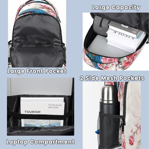 Peacock Rose Backpack for Boys Girls Kids Schoolbag Children School Bookbag,Women Men Casual Daypack Students College Bookbags Peacock Travel Bags4