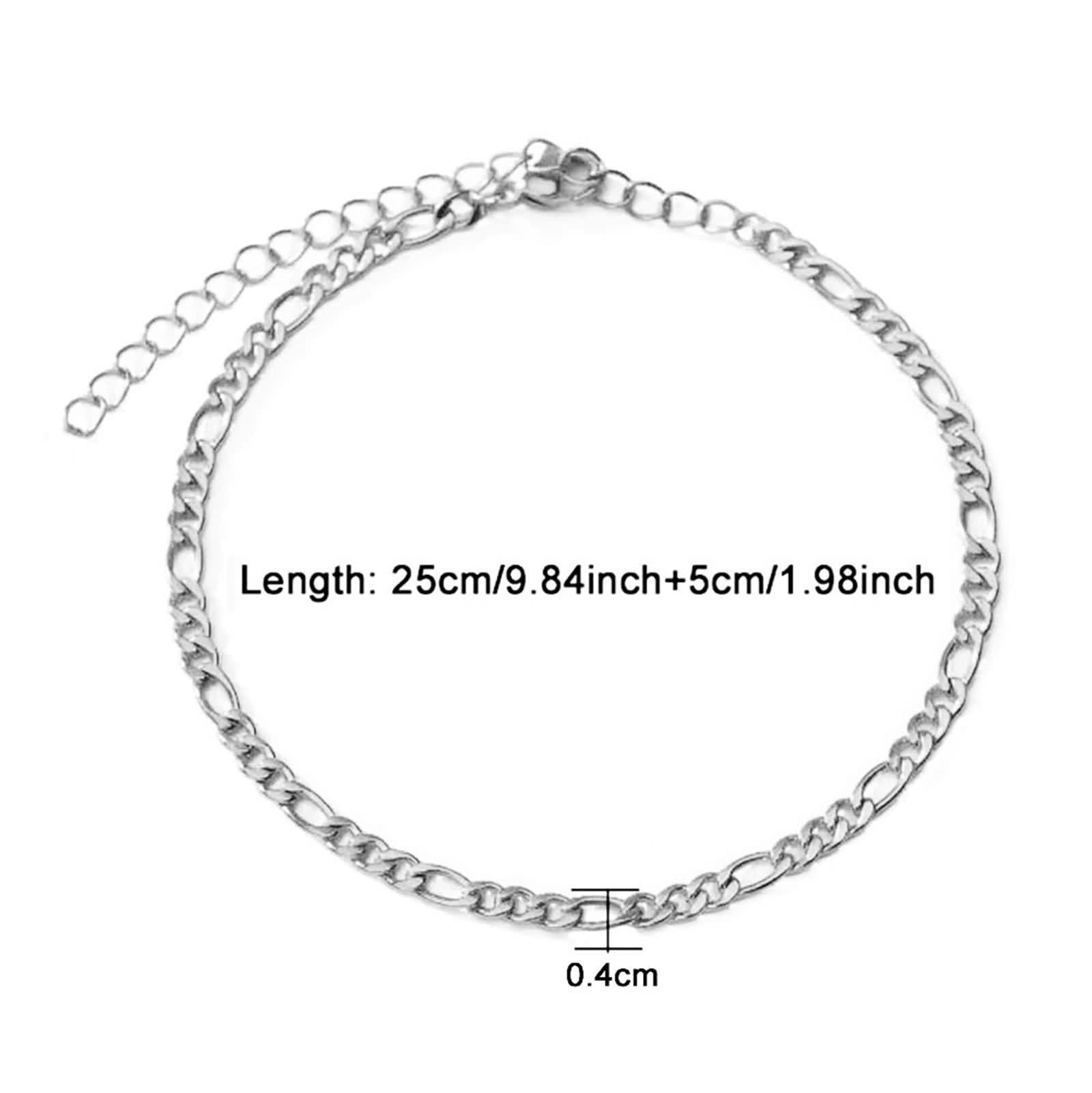 Cavigliera da donna in oro bianco Au750 18 carati ro catena cavigliera catena non ossidante oro 18 K gioielli estivi da spiaggia, 30 cm