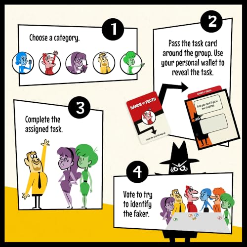 Image of JACKBOX Games Fakin' It Board Game - for Adults & Teens - Fun Social Deduction Card Game for Ages 14 & Up - Hilarious Board Game for Game Nights with Family, Friends & More (3-6 Players)